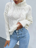 Pull en Côtelé Femme Court Décontracté à Col Montant avec Manches Longues Unicolore Blouse Femme