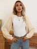 Pull en Côtelé Femme Court Manches Chauve-souris Amples Unicolore Pull Femme