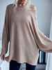 Pull en Côtelé Femme Décontracté avec Epaule Dénudée avec Manches Longues Unicolore Pull Femme