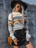 Pull en Côtelé Femme Imprimé Court à Coll Rond avec Manches Longues Pull Femme