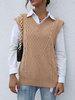 Pull en Côtelé Gilet sans Manches à Col V Unicolore Pull Femme