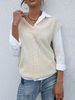 Pull en Côtelé Gilet sans Manches à Col V Unicolore Pull Femme