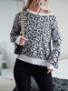 Pull en Côtelé Imprimé Court à Col Rond avec Manches Longues Bicolores Pull Femme