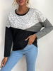 Pull en Côtelé Imprimé Femme à Col Rond avec Manches Longues Pull Femme