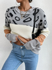 Pull en Côtelé Imprimé Femme à Col Rond avec Manches Longues Pull Femme