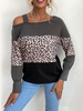 Pull en Côtelé Imprimé Femme avec Epaule Dénudée avec Manches Longues Pull Femme
