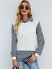Pull en Côtelé Imprimé Femme avec Manches Longues à Col Revers Bicolores Pull Femme Chemise Femme