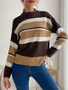 Pull en Côtelé Imprimé Rayures Femme à Col Rond avec Manches Longues Pull Femme