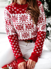 Pull en Côtelé Noël Femme Court à Col Rond avec Manches Longues Bicolores Pull Femme