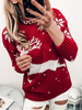 Pull en Côtelé Noël Femme Court à Col Rond avec Manches Longues Bicolores Pull Femme