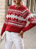 Pull en Côtelé Noël Femme Court à Col Rond avec Manches Longues Pull Femme