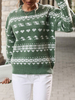 Pull en Côtelé Noël Femme Court à Col Rond avec Manches Longues Pull Femme