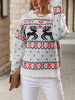 Pull en Côtelé Noël Femme Court à Col Rond avec Manches Longues Pull Femme