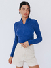 Pull en Côtelé Taille Haute Femme à Col Montant avec Manches Longues Unicolore Pull Femme