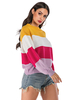 Pull en Maille Cousu Quatre couleurs Femme Hiver Côtelé à Col Rond Taille Haute Chaud Pull en Maille Femme Hiver