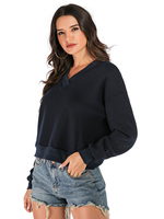 Pull en Maille Côtelé à Col V avec Les Torsades Bleu Marin Taille Haute Chaud Pull en Maille Femme Hiver