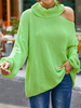 Pull en Maille Femme Hiver à Col Montant Ample avec Epaules Nus avec Manches Longues Unicolore Pull en Maille Femme Hiver