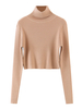 Pull en Maille Femme Hiver à Col Montant Ample avec Manches Longues Taille Haute Unicolore Pull en Maille Femme Hiver