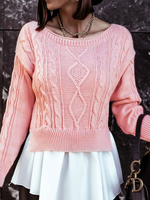 Pull en Maille Femme Hiver à Col Rond avec Manches Longues Cousu Bimatières Bicolores Pull en Maille Femme Hiver