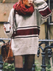 Pull en Maille Femme Hiver à Col Rond avec Manches Longues Cousu Les Couleurs Bicolores Décontracté Pull en Maille Femme Hiver