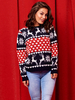 Pull en Maille Femme Hiver à Col Rond avec Manches Longues Imprimé Les Motifs NOEL Pull en Maille Femme Hiver
