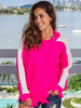 Pull en Maille Femme Hiver à Col Rond avec Manches Longues Imprimé Les Rayures Bicolores Côtelé avec Franges Pull en Maille Femme Hiver