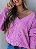 Pull en Maille Femme Hiver à Col V avec Manches Longues avec Epaules Nus Creusant Unicolores Pull en Maille Femme Hiver