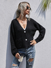 Pull en Maille Femme Hiver à Col V Fermeture par Boutons avec Tissu en Mélange Pull en Maille Femme Hiver