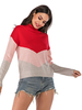Pull en Maille Femme Hiver Côtelé à Col Montant Cousu Rouge Beige et Gris Chaud Pull en Maille Femme Hiver