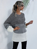 Pull en Maille Femme Hiver Long Côtelé à Col Rond Bimatière avec Un Dégradé de Gris et Blanc Chaud Pull en Maille Femme Hiver