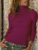 Pull en Maille Femme Hiver Silhouette Côtelé à Col Montant Ample Unicolore Chaud Pull en Maille Femme Hiver
