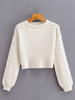 Pull en Maille Femmes avec Col Rond Taille Haute avec Manches Longues Unicolore Pull en Maille Femmes