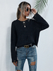 Pull en Maille Imprimé à Pois avec les Franges Femme Hiver Côtelé Noir à Col V Taille Haute Chaud Pull en Maille Femme Hiver