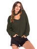 Pull en Maille Ouverture sur La Poitrine Femme Hiver Côtelé à Col Montant Unicolore Chaud Pull en Maille Femme Hiver