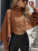 Pull en Maille Taille Haute Femme à Col Montant avec Manches Longues Amples Unicolore Pull Femme