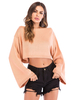 Pull en Maille Taille Haute Silhouette Femme Hiver Côtelé à Col Rond Unicolore Chaud Pull en Maille Femme Hiver