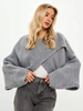 Pull en polyester noir à manches longues et col bijou pour femme