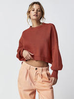 Pull Femme Cardigan Beige Col Rond Manches Longues