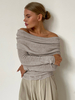 Pull Femme Cardigan Noir Col Bateau Manches Longues
