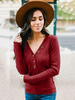 Pull femme col V boutons à manches longues Tricots Casual