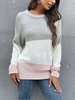 Pull Femme Décontracté à Col Rond avec Manches Longues Tricolores Pull Femme