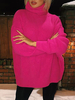 Pull Femme en Côtelé Court à Col Montant avec Manches Longues Unicolore Pull Femme