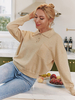 Pull Femme en Côtelé Court Femme à Col Revers avec Manches Longues Unicolore Pull Femme