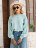 Pull Femme en Côtelé Court Femme à Col Rond avec Manches Longues Amples Unicolore Pull Femme