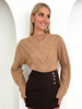 Pull Femme Kaki Découpé Manches Longues Top Acryliques