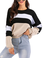 Pull Femme Pull Abricot Col Rond Manches Longues Rayures Pulls