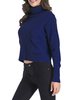 Pull Femme Pull Bleu Col Haut Manches Longues Pulls Courts