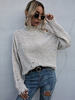 Pull Femme Pull Ecru Blanc Découpé Col Haut Manches Longues Polyester Pulls