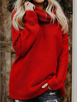 Pull femme pull gris col haut manches longues pulls acryliques surdimensionnés