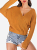 Pull Femme Pull Jaune Col V Manches Longues Polyester Pulls